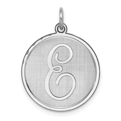 Sterling Silver Rhodium-plated Brocaded Letter E Initial Charm QC4162E