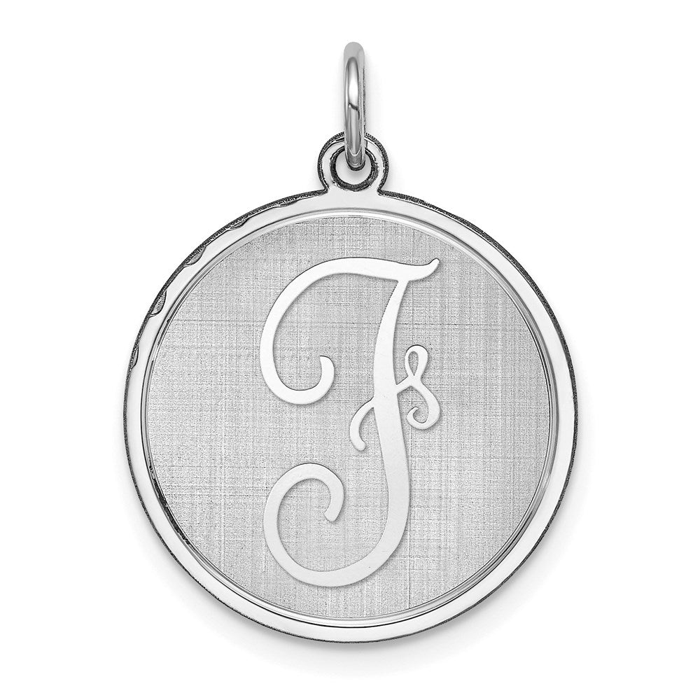 Sterling Silver Rhodium-plated Brocaded Letter F Initial Charm QC4162F