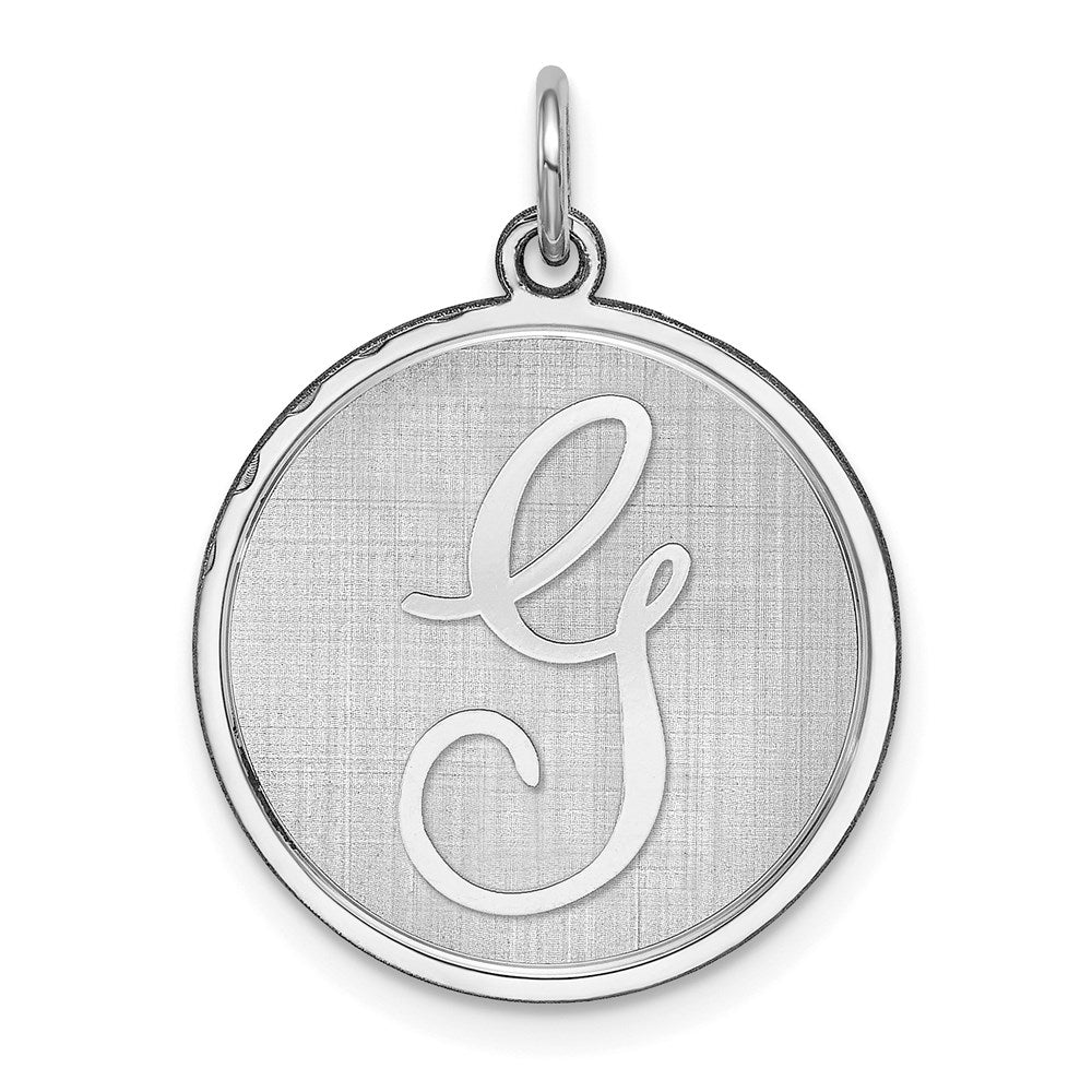Sterling Silver Rhodium-plated Brocaded Letter G Initial Charm QC4162G