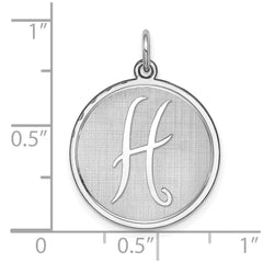 Sterling Silver Rhodium-plated Brocaded Letter H Initial Charm QC4162H