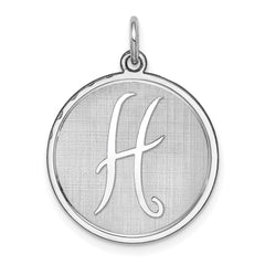 Sterling Silver Rhodium-plated Brocaded Letter H Initial Charm QC4162H