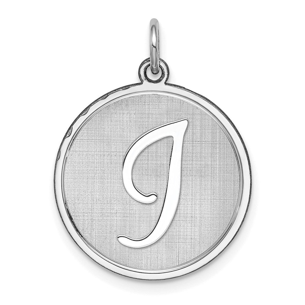 Sterling Silver Rhodium-plated Brocaded Letter I Initial Charm QC4162I
