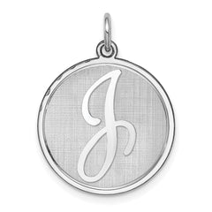 Sterling Silver Rhodium-plated Brocaded Letter J Initial Charm QC4162J