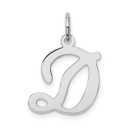 Sterling Silver Rhodium-plated Stamped Letter D Initial Charm QC4163D