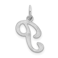 Sterling Silver Rhodium-plated Stamped Letter P Initial Charm QC4163P
