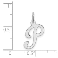 Sterling Silver Rhodium-plated Stamped Letter P Initial Charm QC4163P