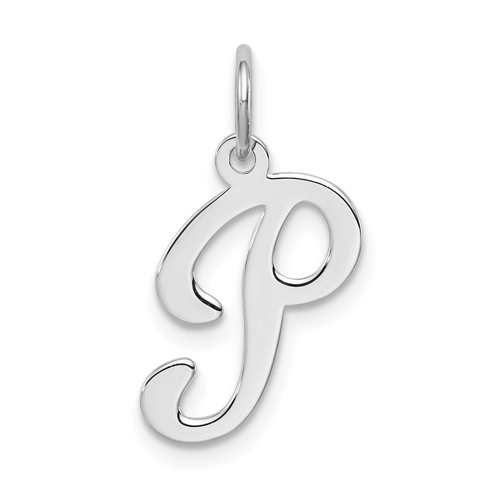 Sterling Silver Rhodium-plated Stamped Letter P Initial Charm QC4163P