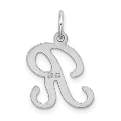 Sterling Silver Rhodium-plated Stamped Letter R Initial Charm QC4163R