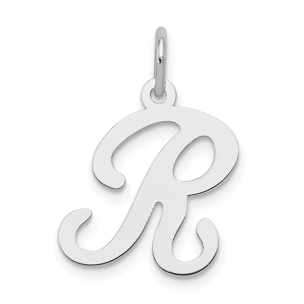 Sterling Silver Rhodium-plated Stamped Letter R Initial Charm QC4163R