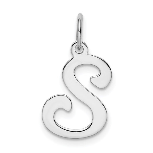 Sterling Silver Rhodium-plated Stamped Letter S Initial Charm QC4163S