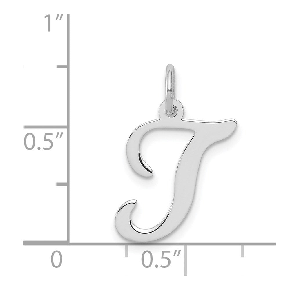 Sterling Silver Rhodium-plated Stamped Letter T Initial Charm QC4163T