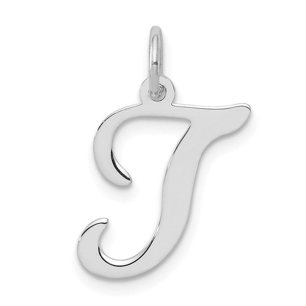 Sterling Silver Rhodium-plated Stamped Letter T Initial Charm QC4163T