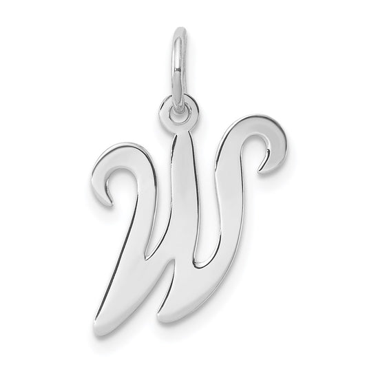 Sterling Silver Rhodium-plated Stamped Letter W Initial Charm QC4163W