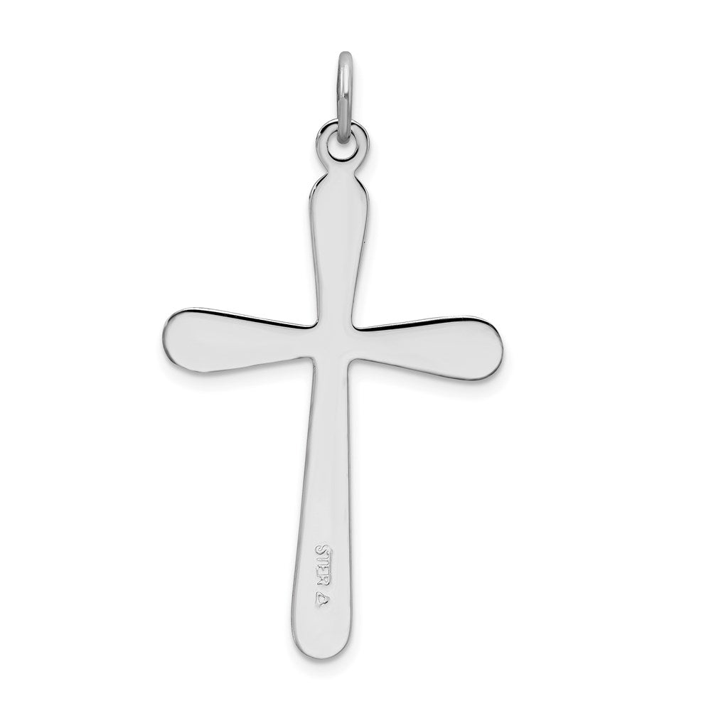 Sterling Silver Rhodium-plated Polished Cross Pendant QC4218