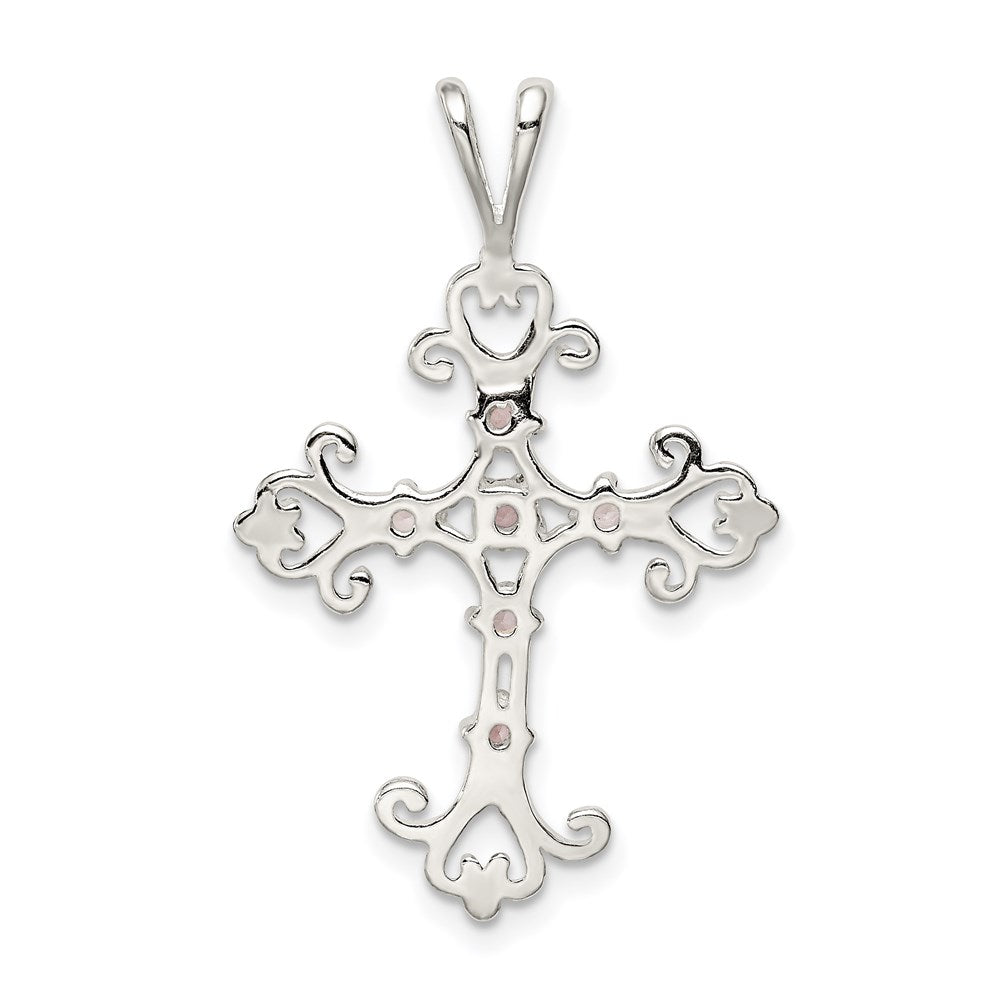 Sterling Silver Purple CZ Cross Charm QC4315