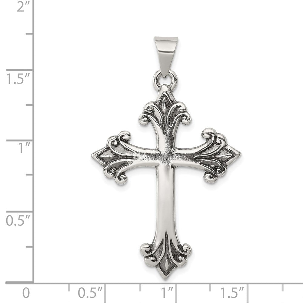 Sterling Silver Fleur De Lis Cross Pendant QC4316