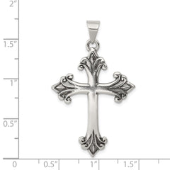 Sterling Silver Fleur De Lis Cross Pendant QC4316