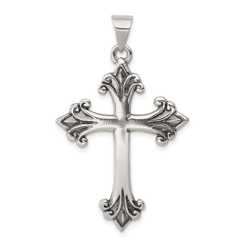 Sterling Silver Fleur De Lis Cross Pendant QC4316