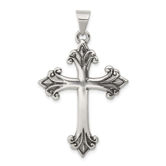 Sterling Silver Fleur De Lis Cross Pendant QC4316