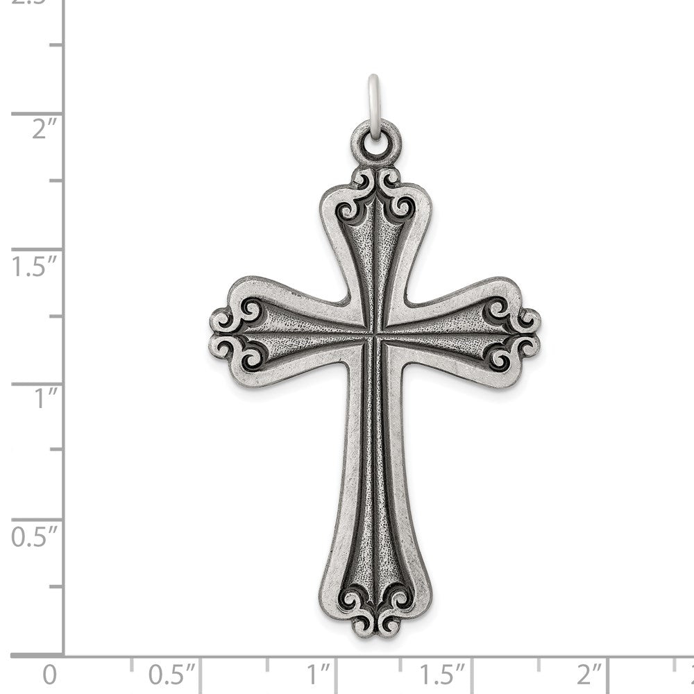 Sterling Silver Antiqued Cross Charm QC434