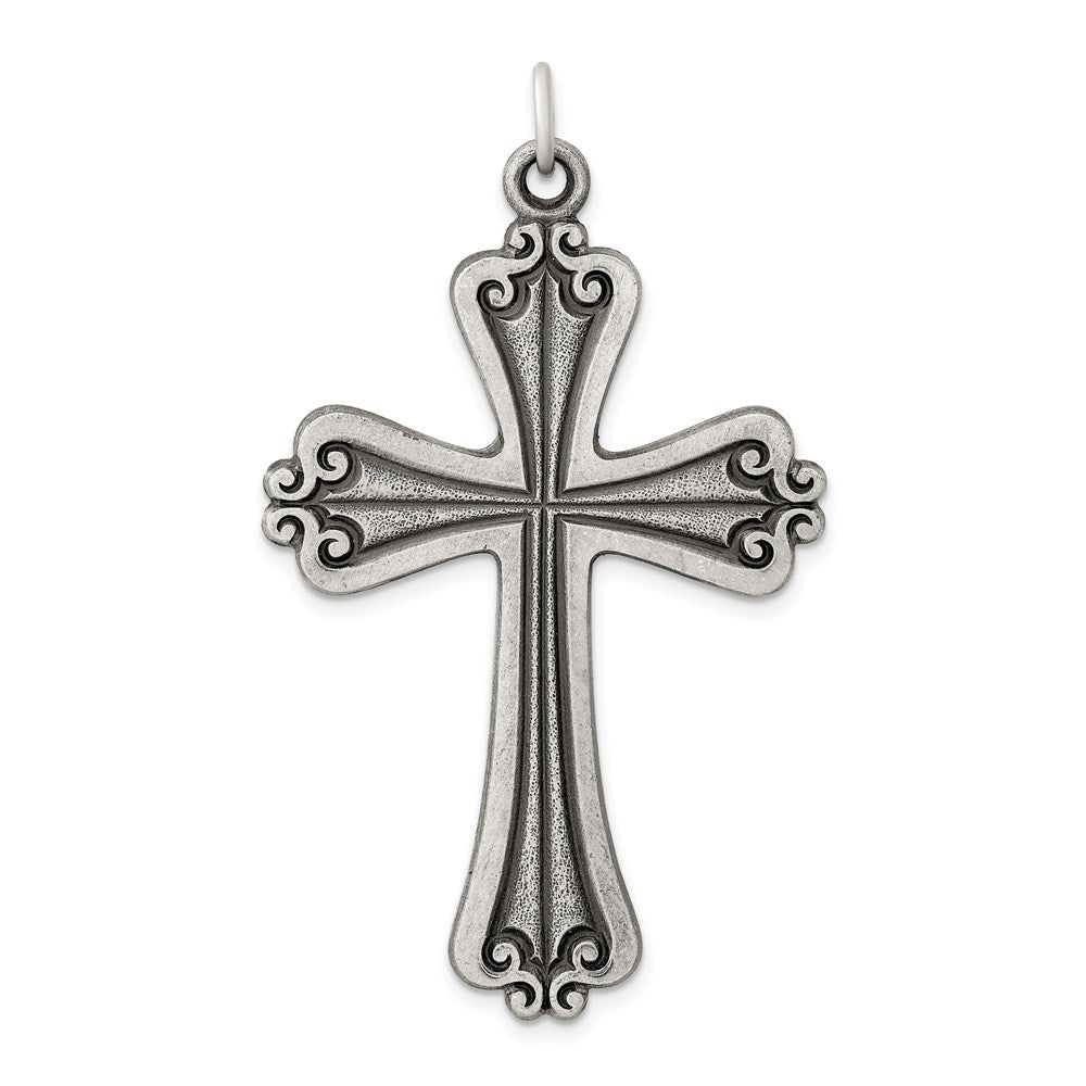 Sterling Silver Antiqued Cross Charm QC434