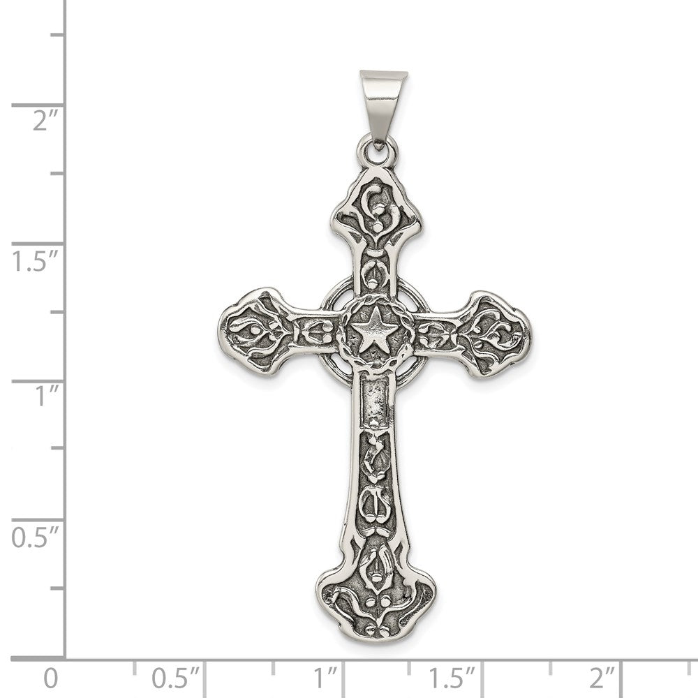 Sterling Silver Antiqued Cross Pendant QC4346