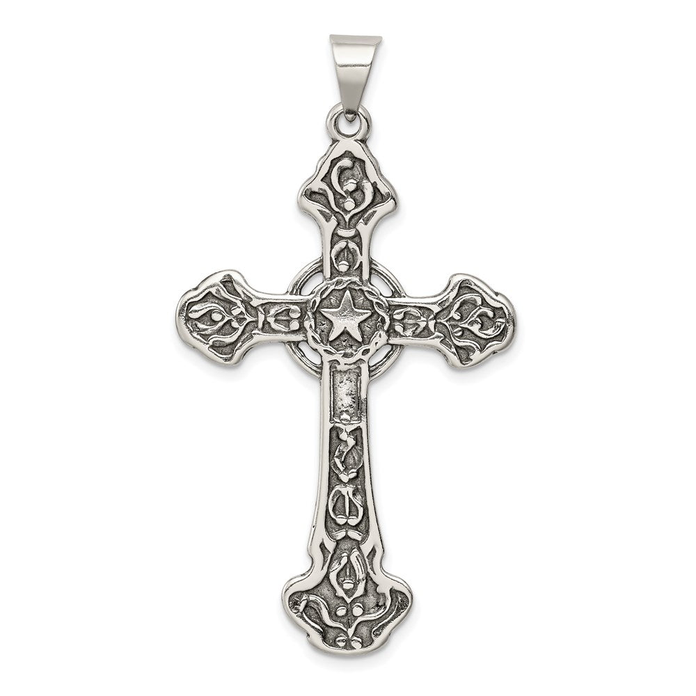 Sterling Silver Antiqued Cross Pendant QC4346