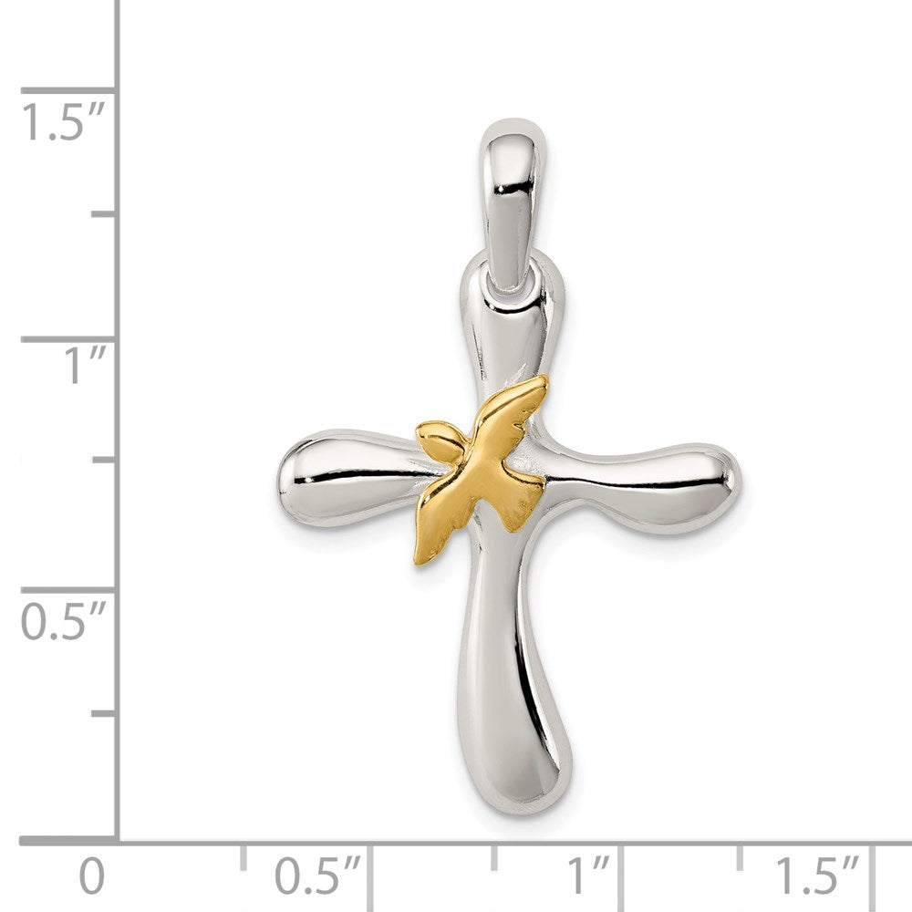 Sterling Silver & Vermeil Dove Cross Pendant QC4347