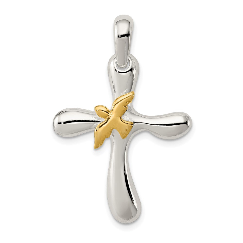 Sterling Silver & Vermeil Dove Cross Pendant QC4347