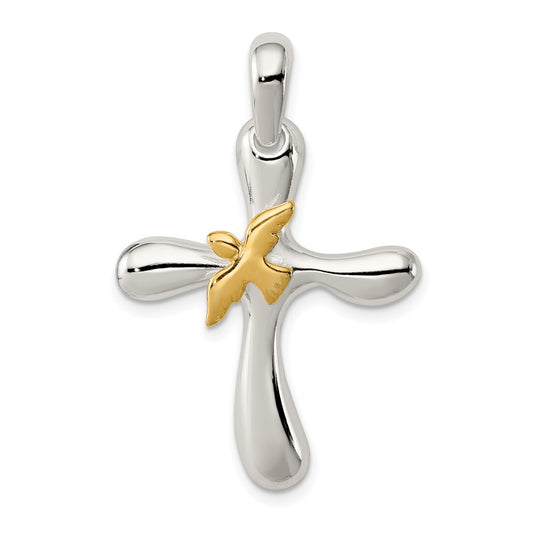 Sterling Silver & Vermeil Dove Cross Pendant QC4347