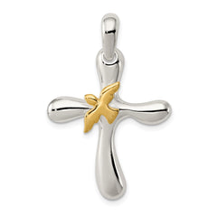 Sterling Silver & Vermeil Dove Cross Pendant QC4347