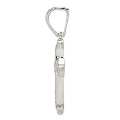 Sterling Silver Rhodium-plated CZ Cross Pendant QC4349