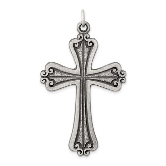 Sterling Silver Antiqued Cross Charm QC434