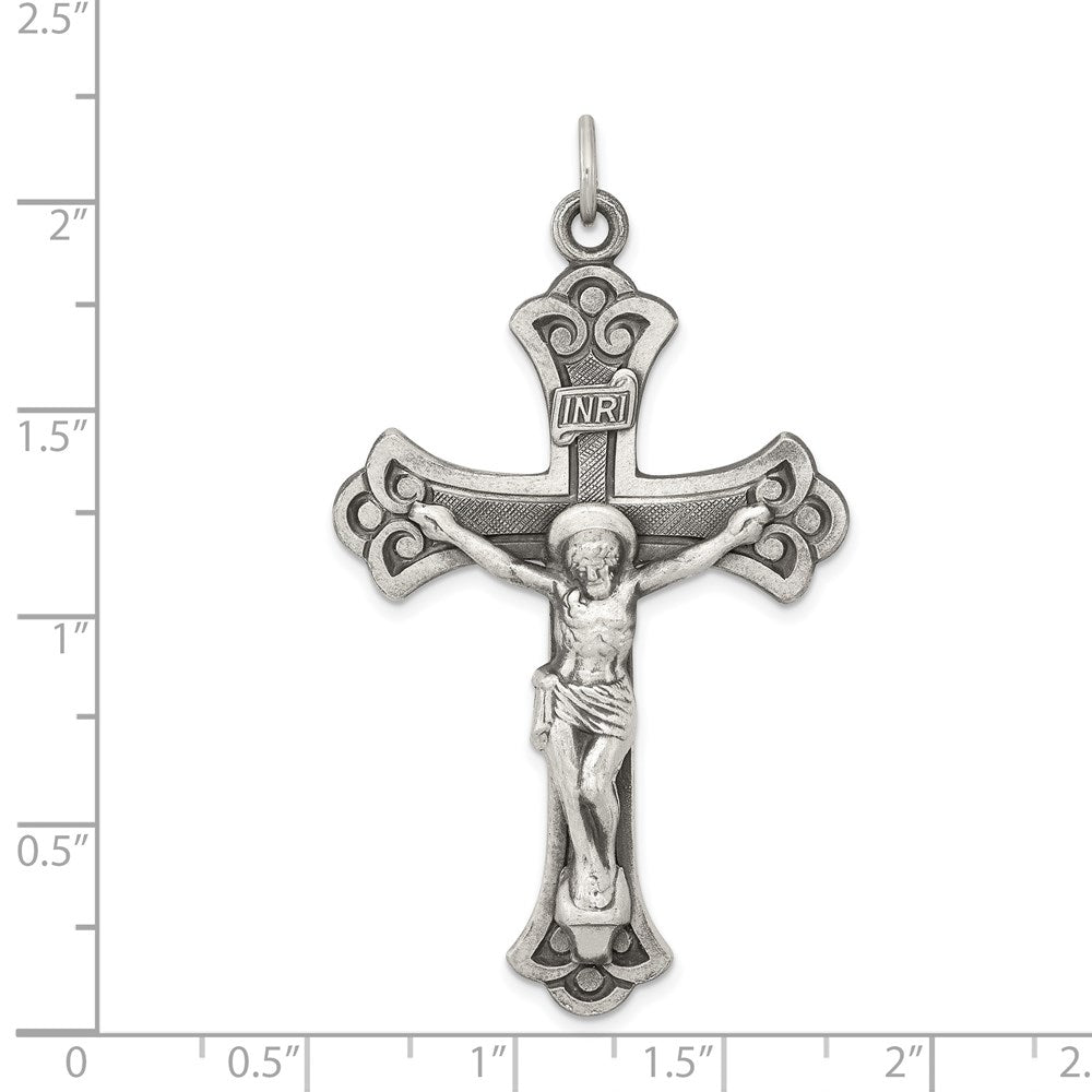 Sterling Silver Antiqued INRI Crucifix Pendant QC435