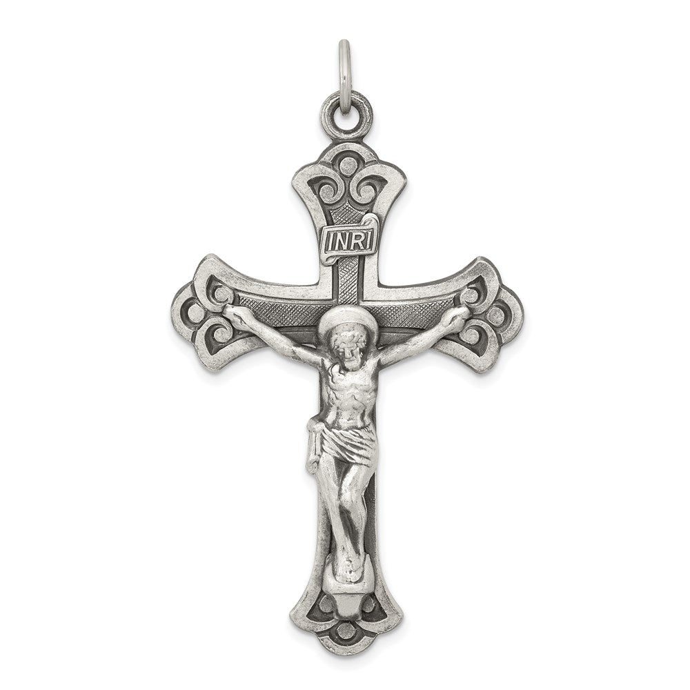 Sterling Silver Antiqued INRI Crucifix Pendant QC435