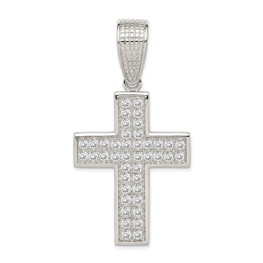 Sterling Silver Rhodium-plated CZ Cross Pendant QC4355