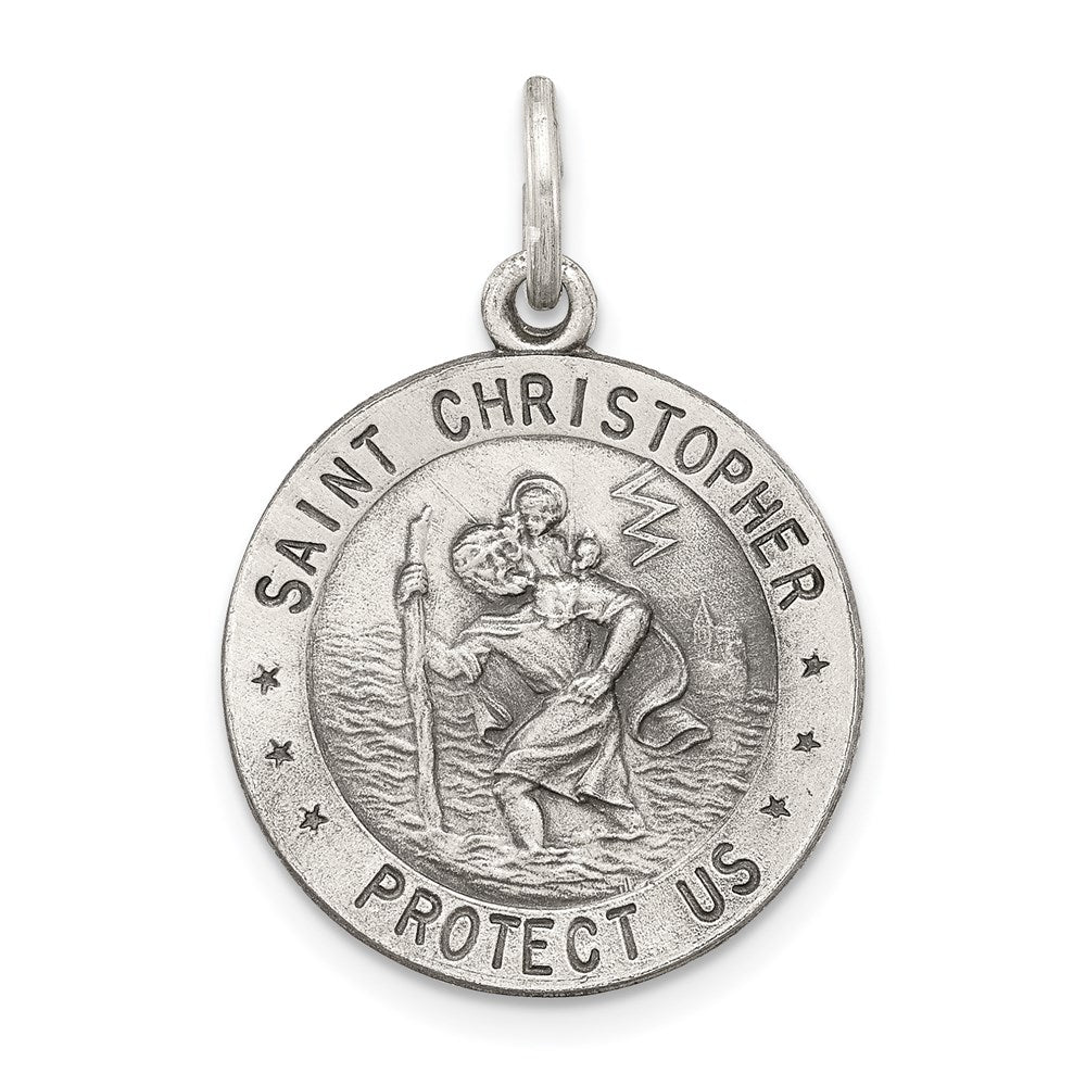 Sterling Silver Antiqued St. Christopher Medal QC439