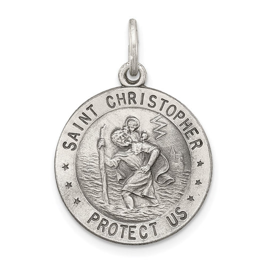 Sterling Silver Antiqued St. Christopher Medal QC439