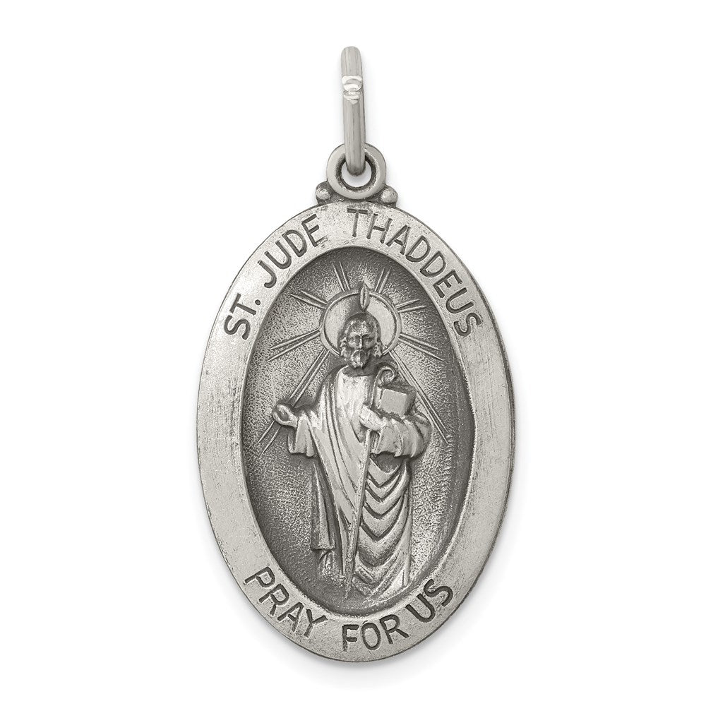 Sterling Silver Antiqued Saint Jude Thaddeus Medal QC442