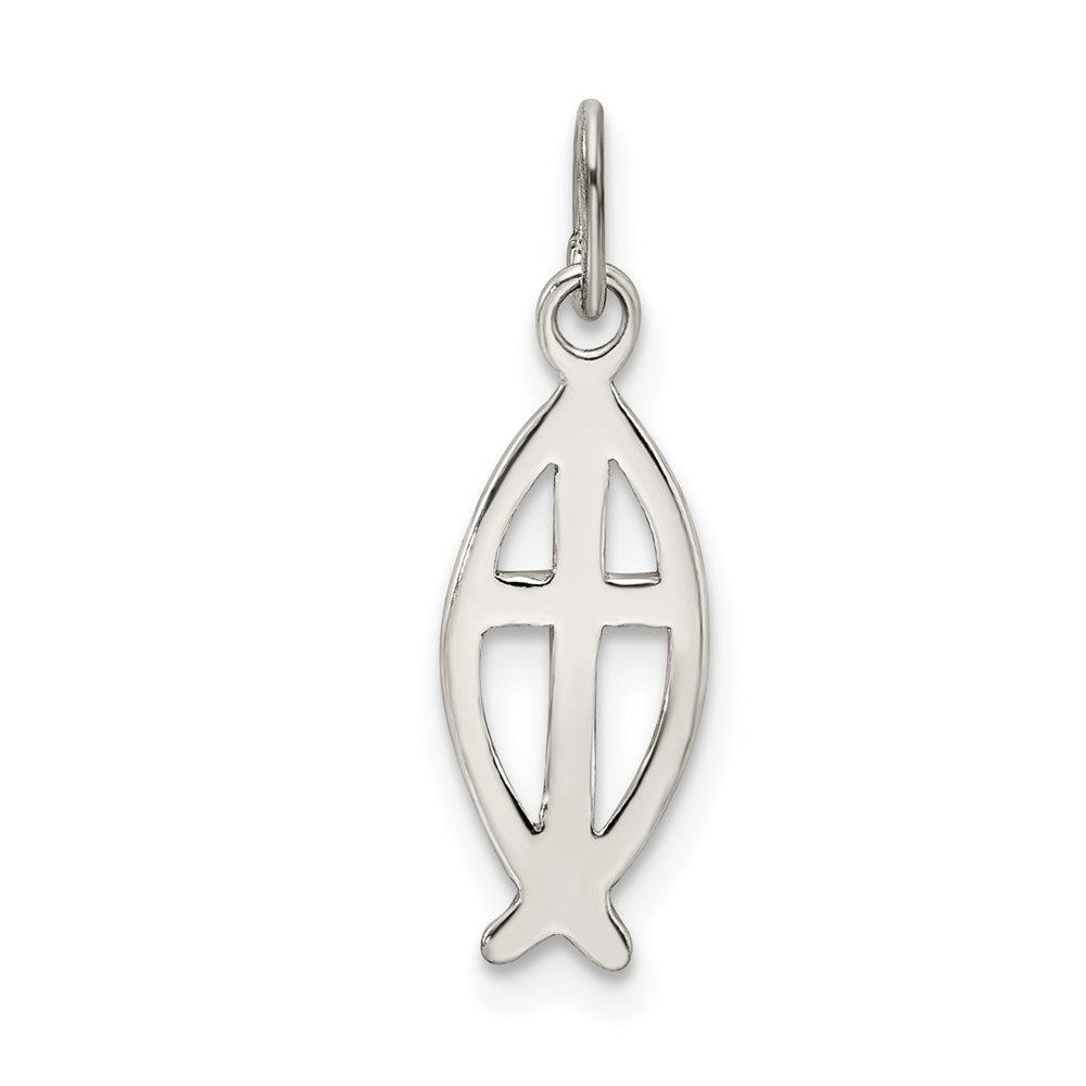 Sterling Silver Ichthus Fish Cross Charm QC4429