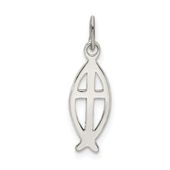 Sterling Silver Ichthus Fish Cross Charm QC4429