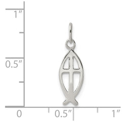 Sterling Silver Ichthus Fish Cross Charm QC4429
