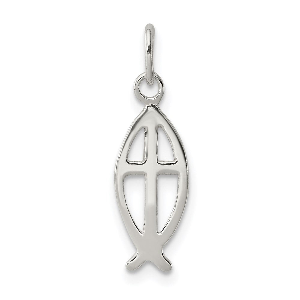 Sterling Silver Ichthus Fish Cross Charm QC4429