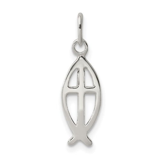 Sterling Silver Ichthus Fish Cross Charm QC4429