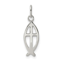 Sterling Silver Ichthus Fish Cross Charm QC4429