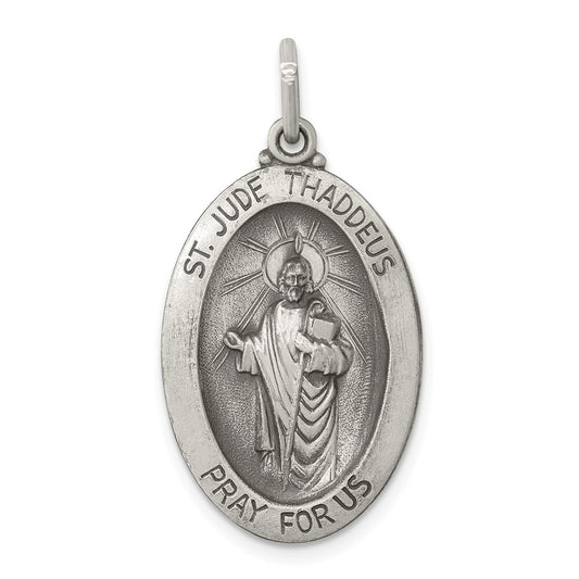 Sterling Silver Antiqued Saint Jude Thaddeus Medal QC442