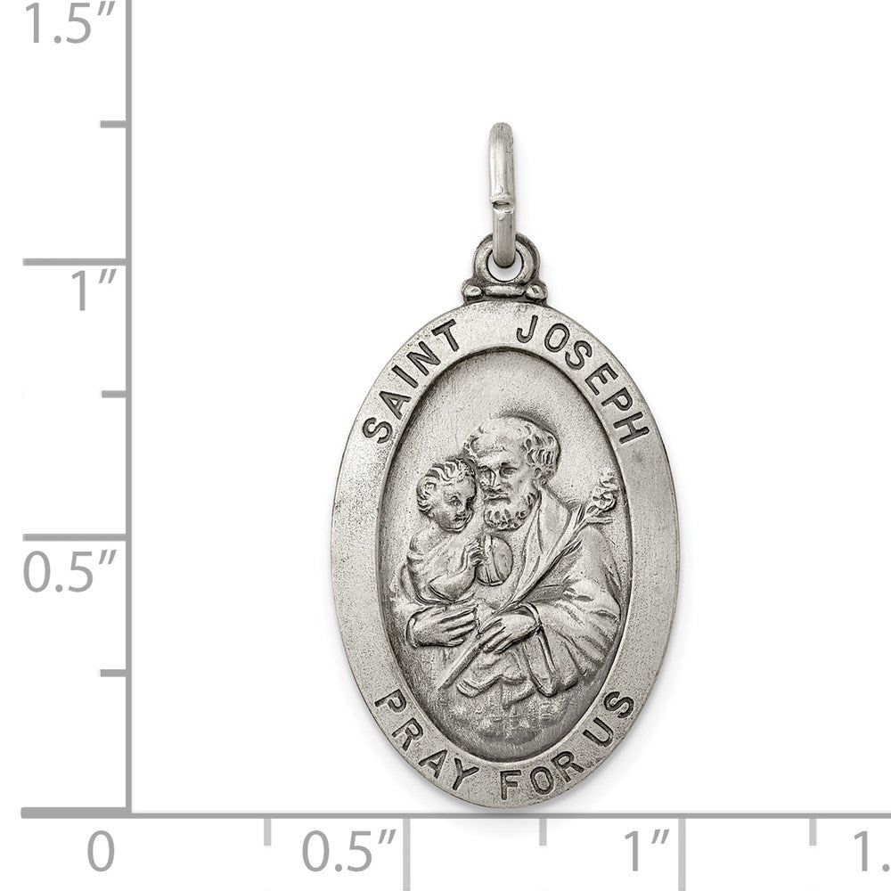 Sterling Silver Antiqued Saint Joseph Medal QC443