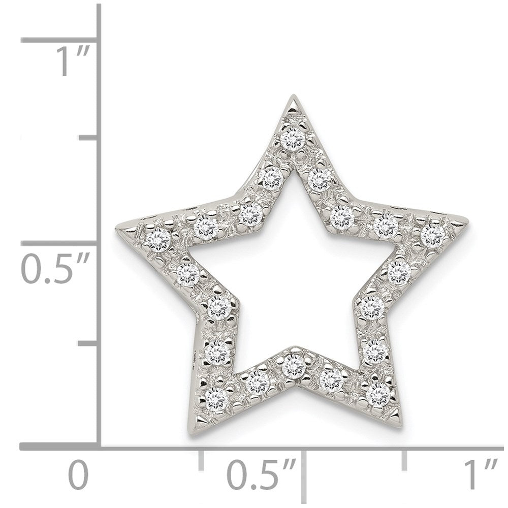 Sterling Silver Rhodium-plated CZ Star Pendant QC4431