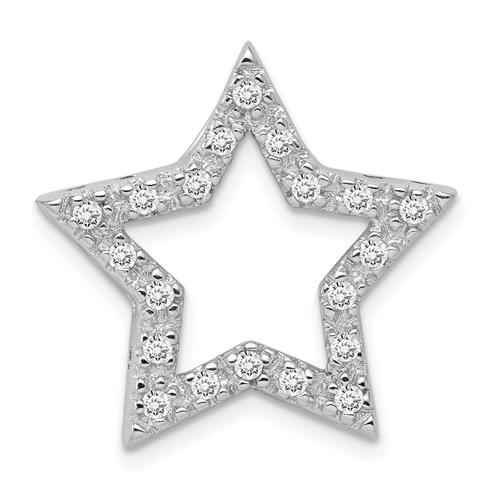 Sterling Silver Rhodium-plated CZ Star Pendant QC4431
