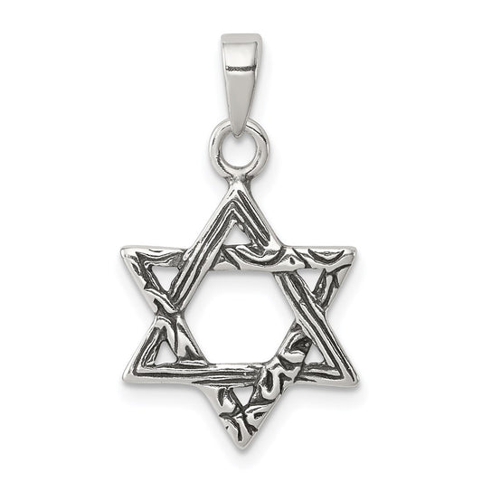 Sterling Silver Antiqued Star of David Charm QC4435